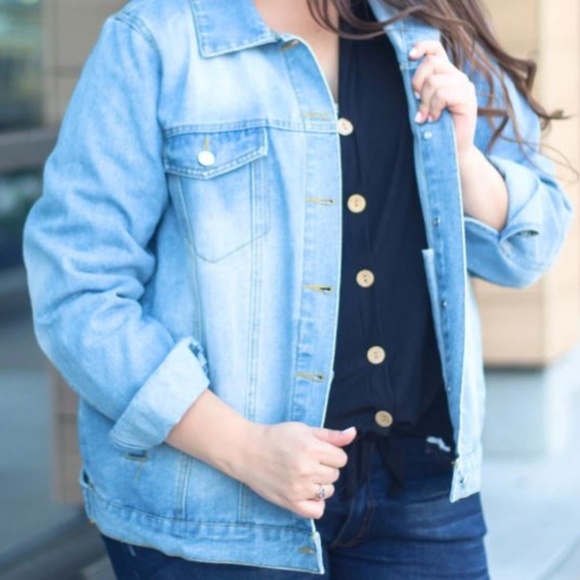 plus size light denim jacket